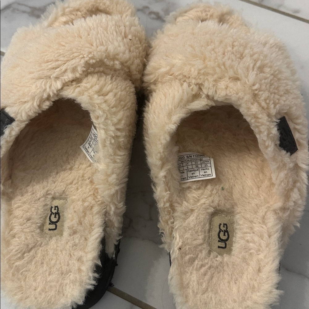 UGG Tan Fluffy Slippers - Picture 3 of 5